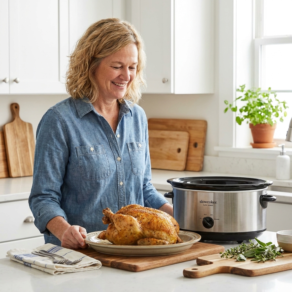 Whole Chicken in a Slow Cooker (Juicy, Not Dry)